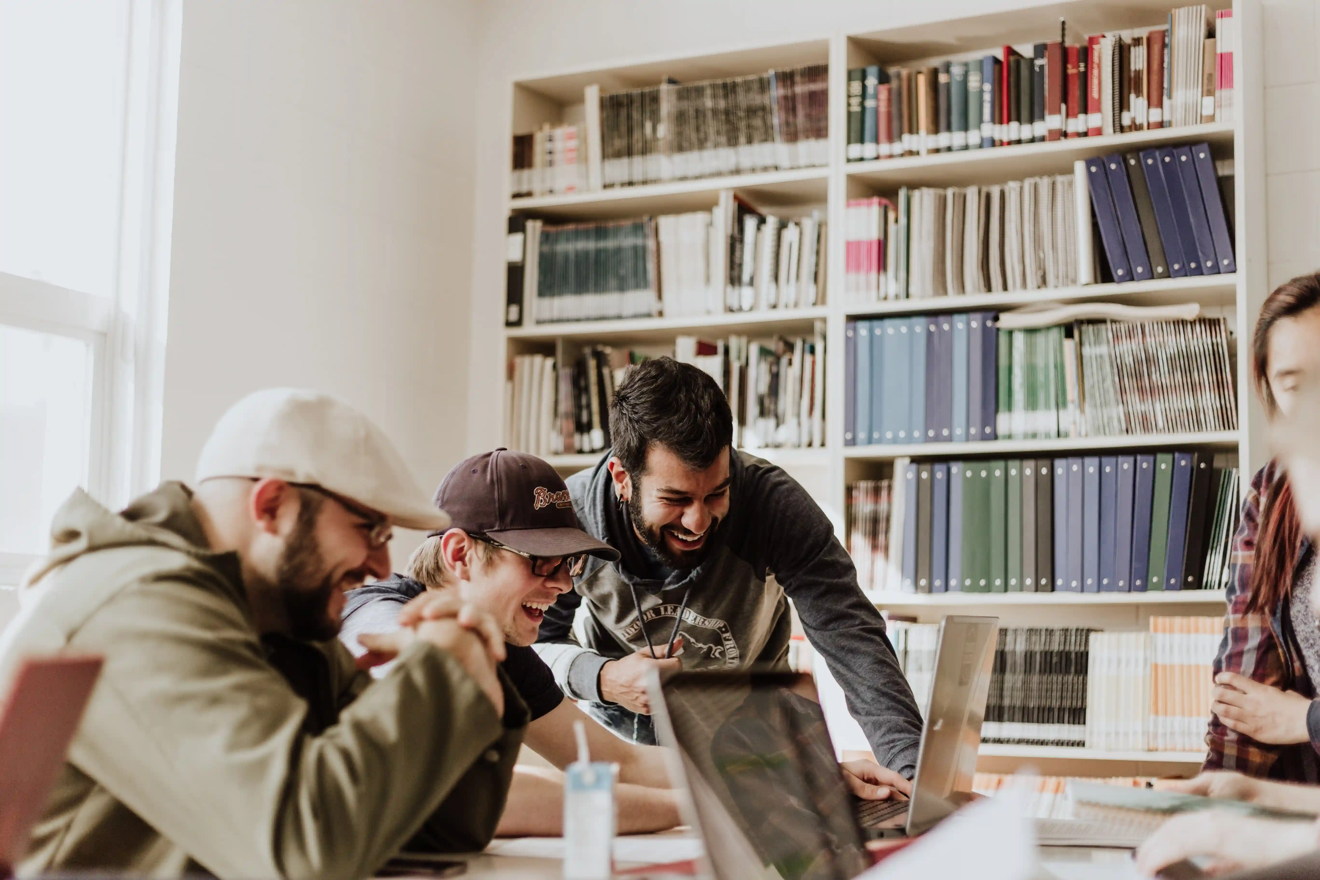 Employees working and discussing together